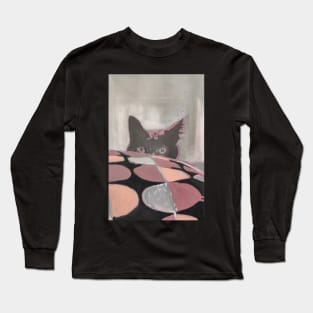 Cat behind a pillow painting Long Sleeve T-Shirt